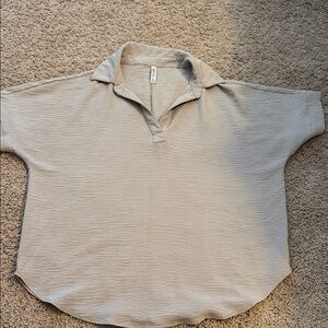 Zenana Outfitters Light Tan Collared Shirt